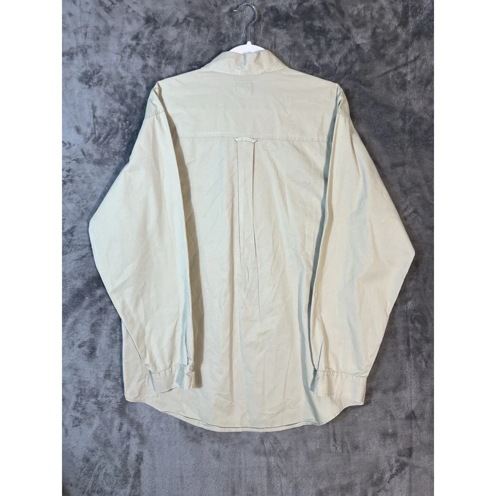 Levis Jeans Mens Large Long Sleeve Button Down Shirt Khaki Beige Cotton Twill L